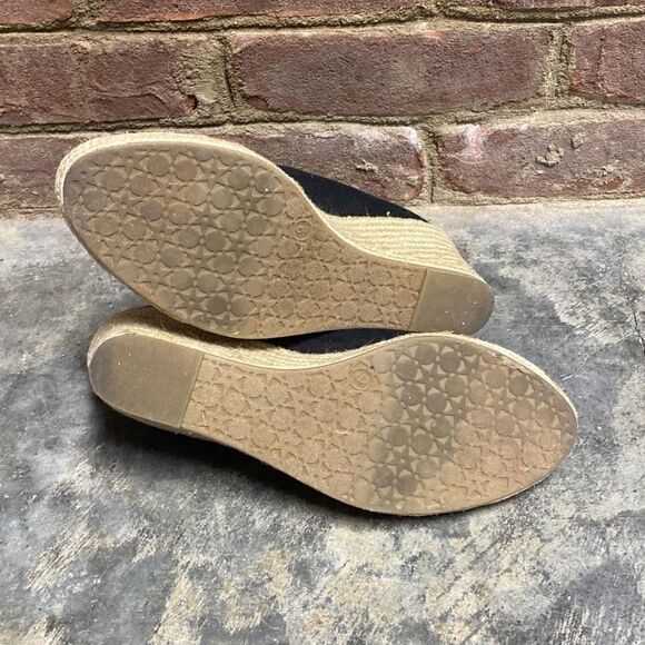 Sahara Ellison Black & Tan Espadrille Open Toe Wedge Size 9 - Picture 7 of 11